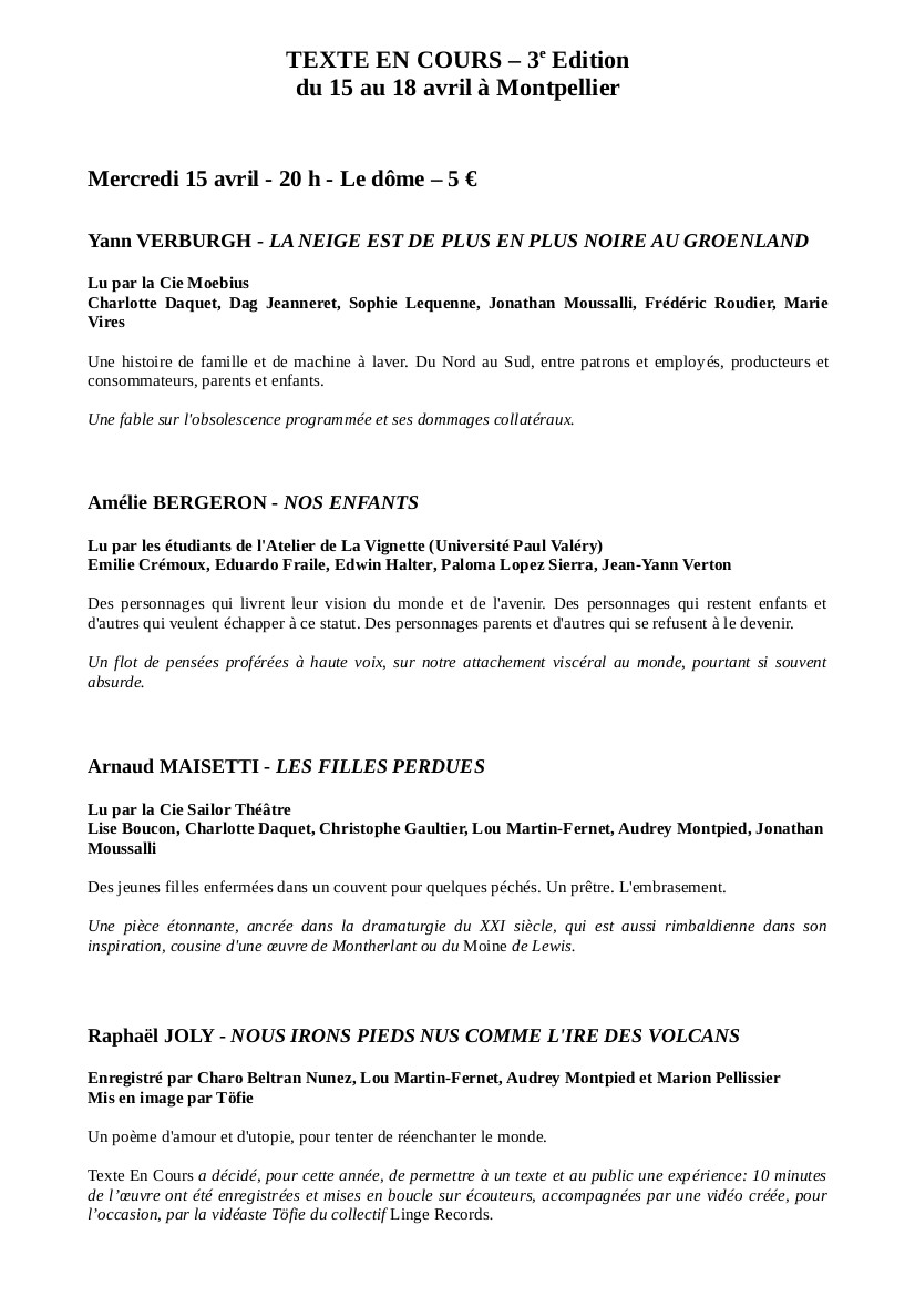 Programme TEC - 15 avril 2015