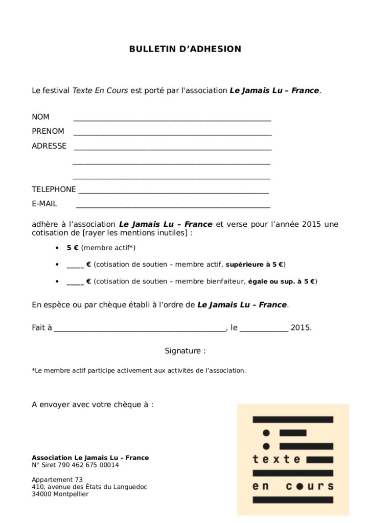 TEC - Adhésion 2015