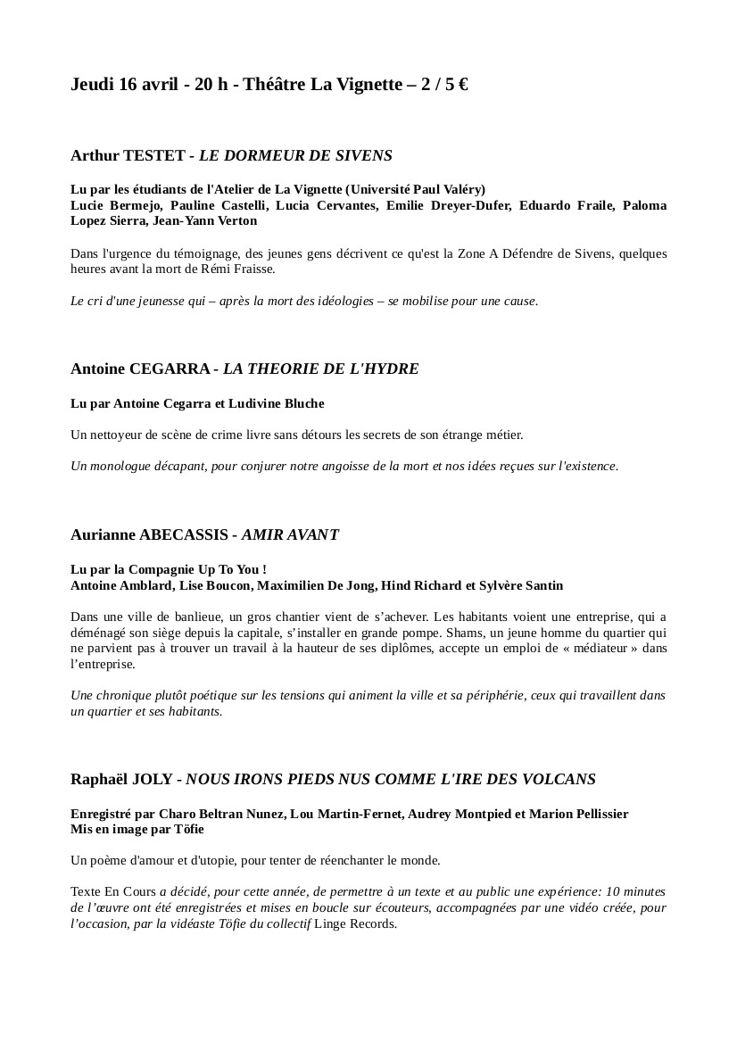 Programme TEC - 16 avril 2015